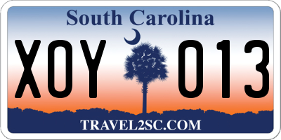 SC license plate XOY013