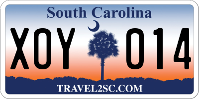 SC license plate XOY014