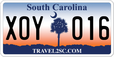SC license plate XOY016