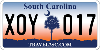 SC license plate XOY017