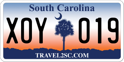 SC license plate XOY019