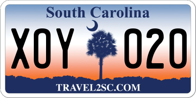 SC license plate XOY020