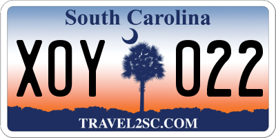 SC license plate XOY022