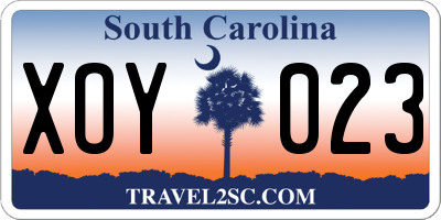 SC license plate XOY023