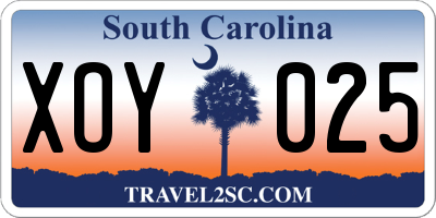 SC license plate XOY025