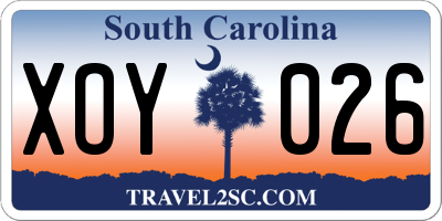 SC license plate XOY026