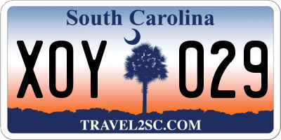 SC license plate XOY029