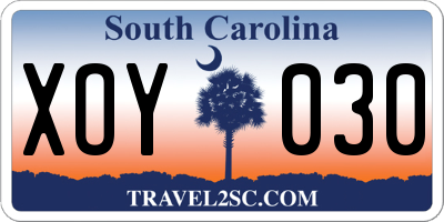SC license plate XOY030