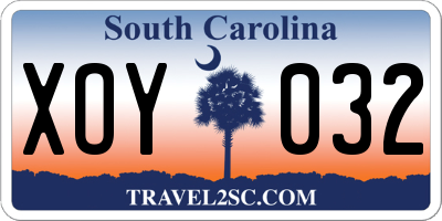 SC license plate XOY032