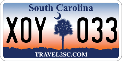 SC license plate XOY033