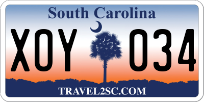 SC license plate XOY034