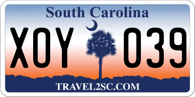 SC license plate XOY039
