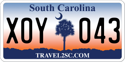 SC license plate XOY043