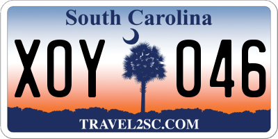 SC license plate XOY046