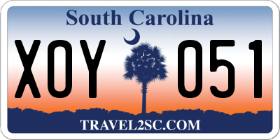 SC license plate XOY051