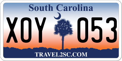 SC license plate XOY053
