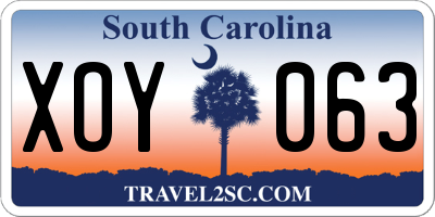 SC license plate XOY063