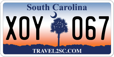 SC license plate XOY067