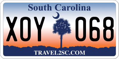 SC license plate XOY068