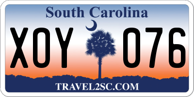 SC license plate XOY076