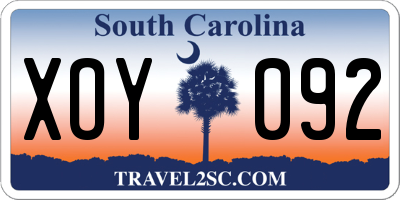 SC license plate XOY092