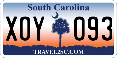 SC license plate XOY093