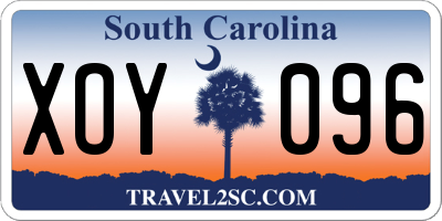 SC license plate XOY096