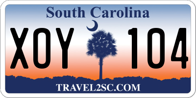 SC license plate XOY104