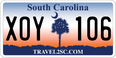 SC license plate XOY106