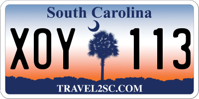 SC license plate XOY113