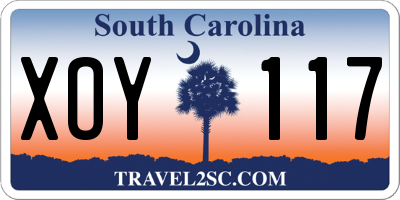 SC license plate XOY117