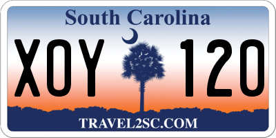 SC license plate XOY120