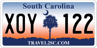SC license plate XOY122