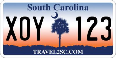 SC license plate XOY123