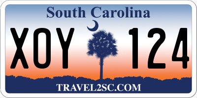 SC license plate XOY124