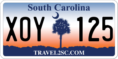 SC license plate XOY125