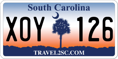 SC license plate XOY126