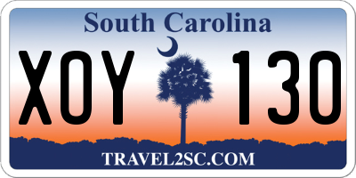 SC license plate XOY130