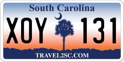 SC license plate XOY131