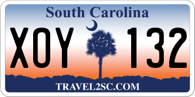SC license plate XOY132