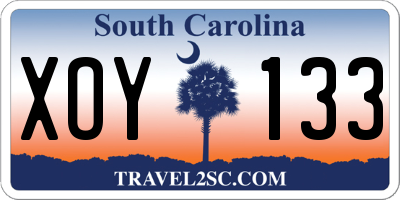 SC license plate XOY133
