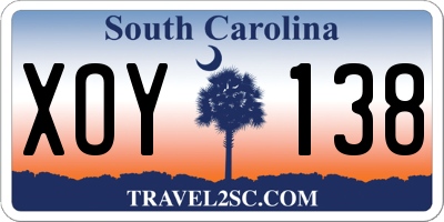 SC license plate XOY138