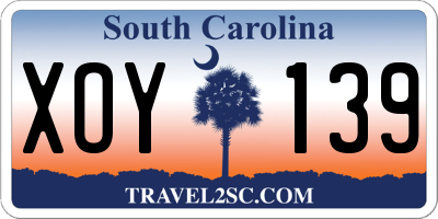 SC license plate XOY139