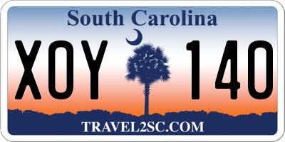 SC license plate XOY140