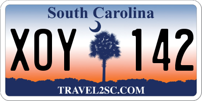 SC license plate XOY142
