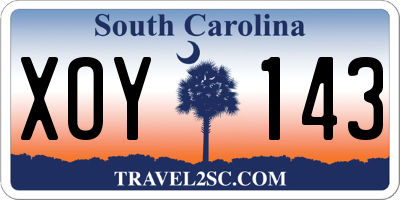 SC license plate XOY143
