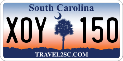 SC license plate XOY150
