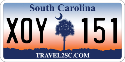 SC license plate XOY151