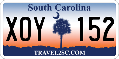 SC license plate XOY152
