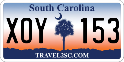 SC license plate XOY153